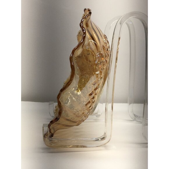 Vintage Indiana Carnival Amber Glass Bowl Round Scalloped Edged 7.5" - Picture 6 of 13